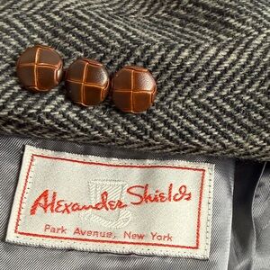 Vintage Tweed Sport Coat Mens 44L Gray Herringbone Wool Tweed Blazer Retro Dad